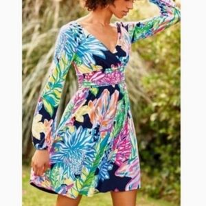 Lily Pulitzer Fleur Dress‎ Womens Medium Travelers Palm Party Multi-color M